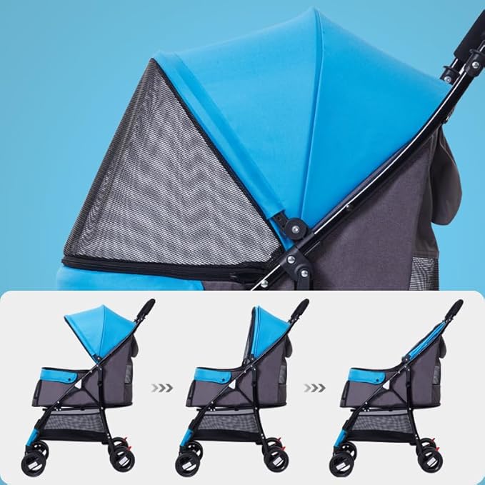 Sunny Sonny Foldable Jogger Pet Stroller with Weather Cover Storage Basket Pet Travel Carrier for S/M Dogs Cats up to 33lbs (Blue)
