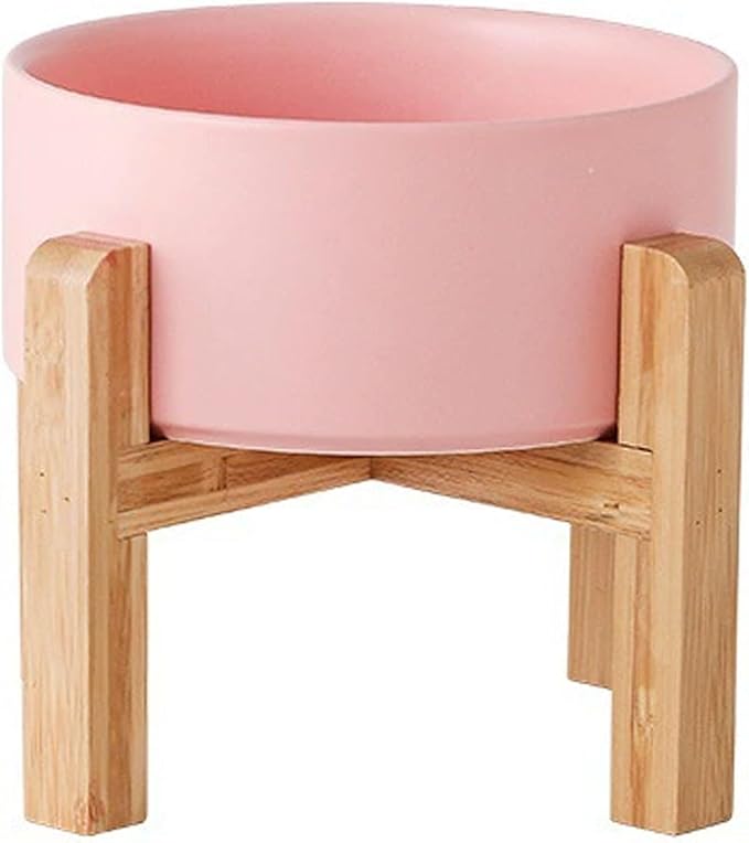 Petygooing PinkElevated/Raised Ceramic Dog Bowl for Small Breeds, Dog Food Water Dish with Stand,Pet Feeding Bowl with Anti Slip Rubber for Cats and Small Dogs Puppy 13.5 OZ (5.1In / 1.7 Cups)
