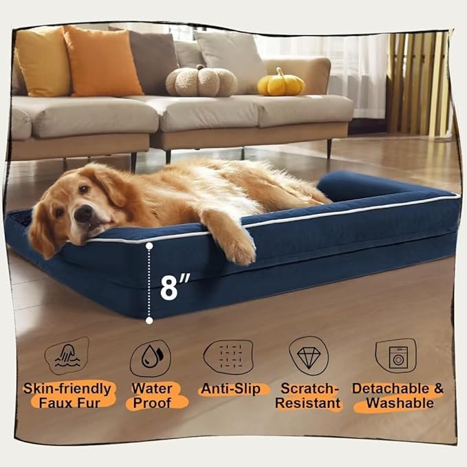 Small Dog Bed Orthopedic Washable Cat Bed Memory Foam Couch Sofa Comfy Pet Beds with Waterproof Removable Cover & Non-Slip Bottom