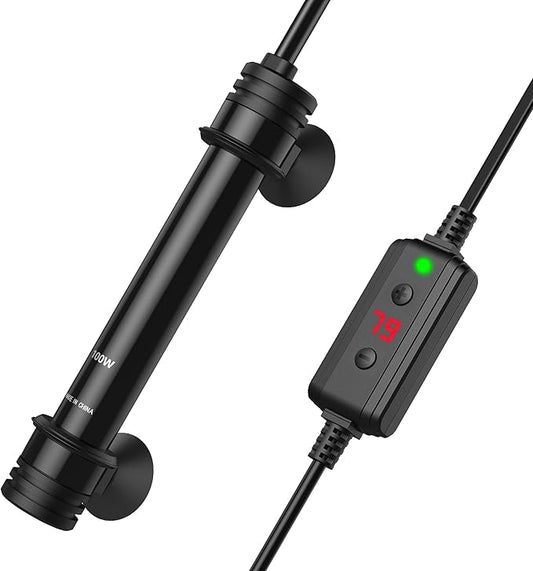 NICREW 100W Aquarium Heater with Temperature Adjustable Controller & Dual Sensors, 10-20 Gallon Submersible Fish Tank Heater, Overheat Protection