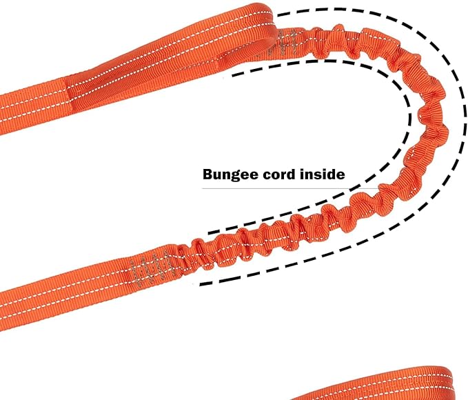 ICEFANG Tactical Dog Leash,K9 Training Walking Bungee Lead with 2 Control Handle,Heavy Duty Quick Release Metal Clasp,for Medium Large Breed (Reflective Orange, 6 FT)