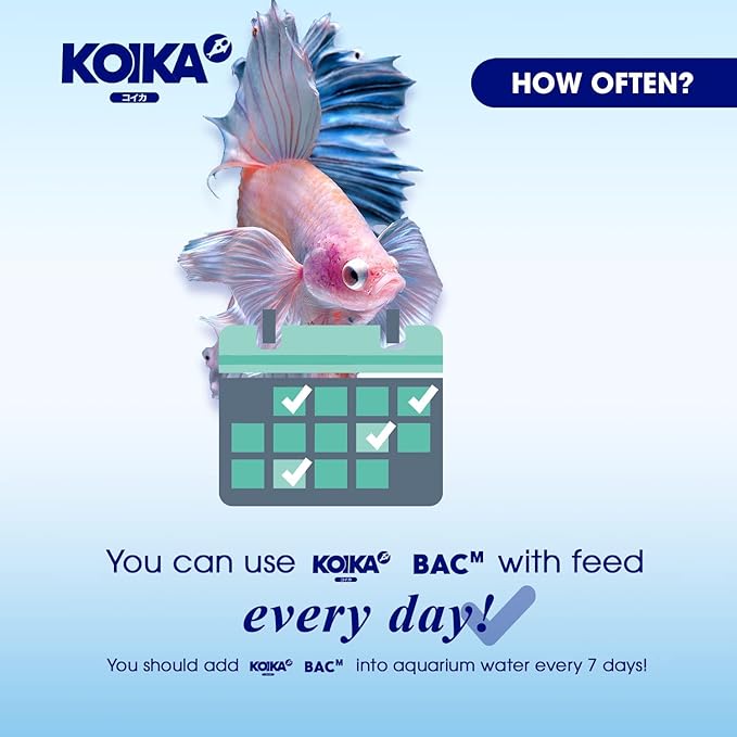 KOIKA BACM Natural Color Enhancement for Fish, Combination of Probiotic & Multi-Vitamins for Aquarium A, B6, B2, Pleasant Smell (BACM (New Formula), 10ml)