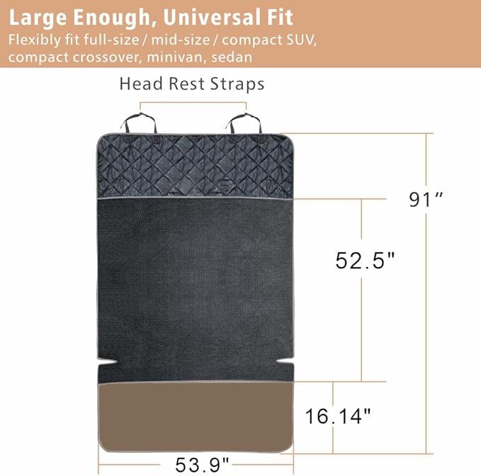 F-color SUV Cargo Liner for Dogs, Water Resistant Pet Cargo Cover Dog Seat Cover Mat for SUVs Sedans Vans with Bumper Flap Protector, Non-Slip, Large Size Universal Fit, Brown