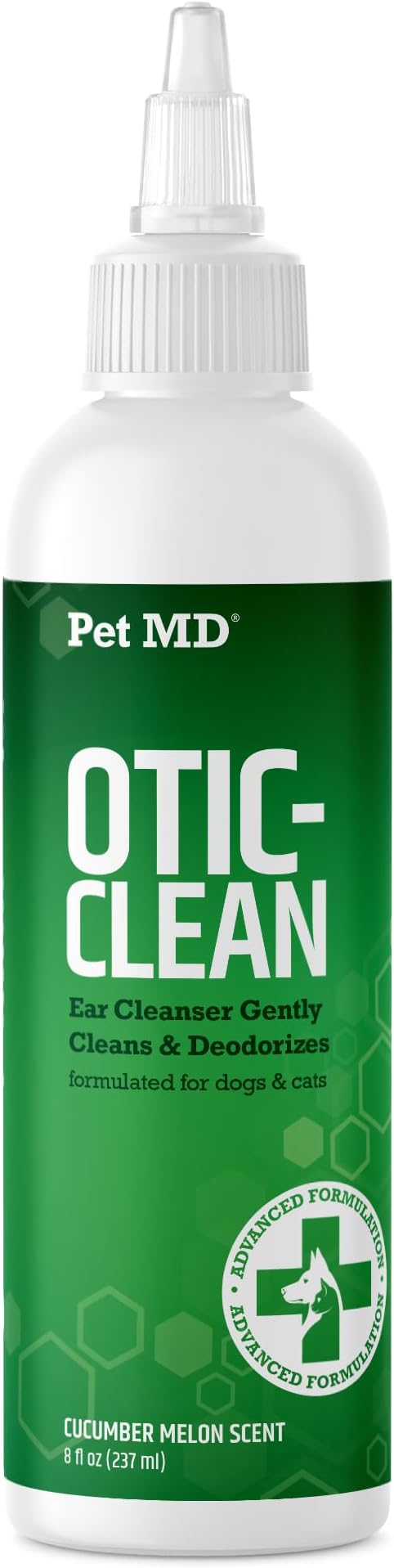 Pet MD Otic Clean Dog Ear Cleaner for Cats and Dogs - Effective Against Infections Caused by Infections, Itching and Controls Ear Odor - 8 oz (Cucumber Melon)