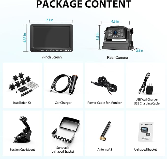 Magnetic Wireless RV Backup Camera System: 7" HD 1080P DVR Monitor with Rear Camera, DVR Monitor & IR Night Vision, Portable Rechargeable Camera for RV/Trailer/Fifth Wheels/Camper BC701