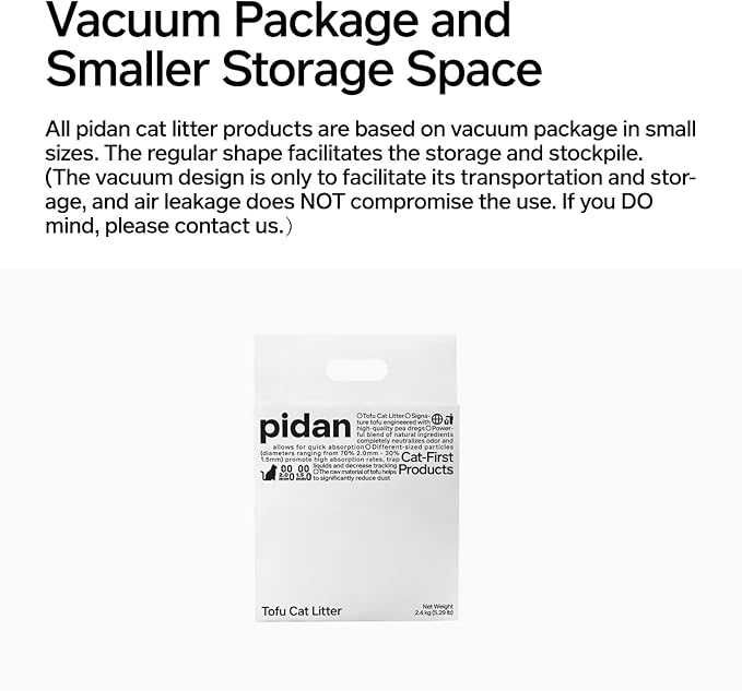 pidan Tofu Cat Litter Clumping,Flushable,Ultra Absorbent and Fast Drying, 100% Natural Ingredients Litter,Solubility in Water,Really Dust-Free,Less Scattering (5.3lb×4bags)
