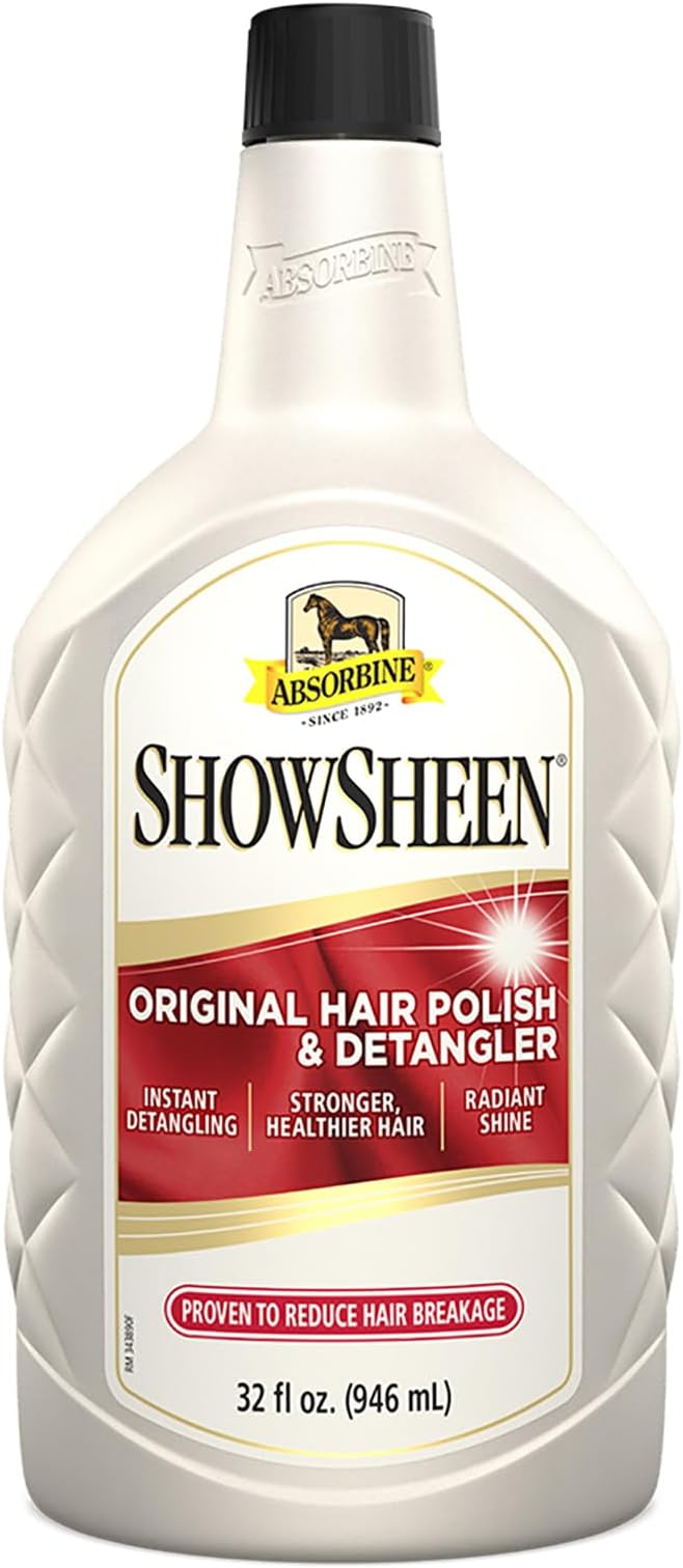 Absorbine ShowSheen Hair Polish & Detangler 32oz Refill Bottle, Horse and Dog Coat, Mane and Tail, Instant Detangling & Reduces Hair Breakage for Healthy Grooming & Radiant Shine