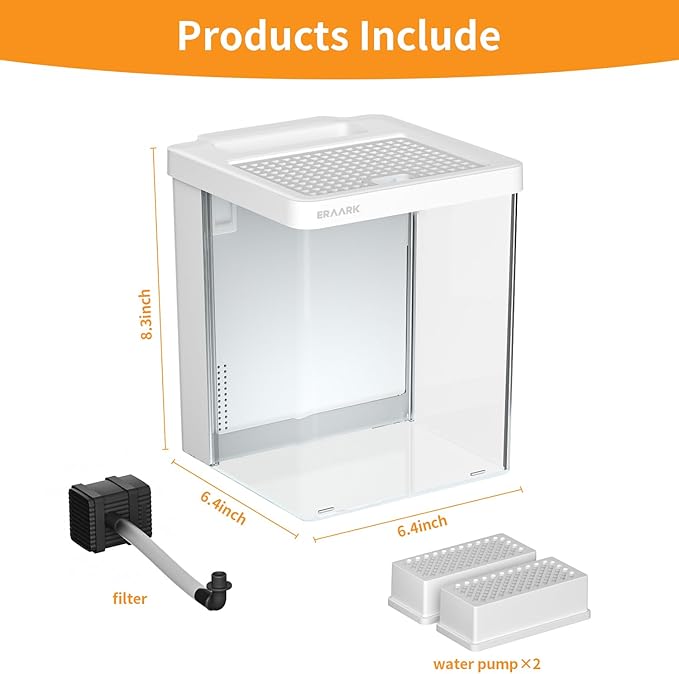 Smart Betta Fish Tank 1.5 Gallon Aquarium kit self Cleaning, Filter LED Light, Water Pump