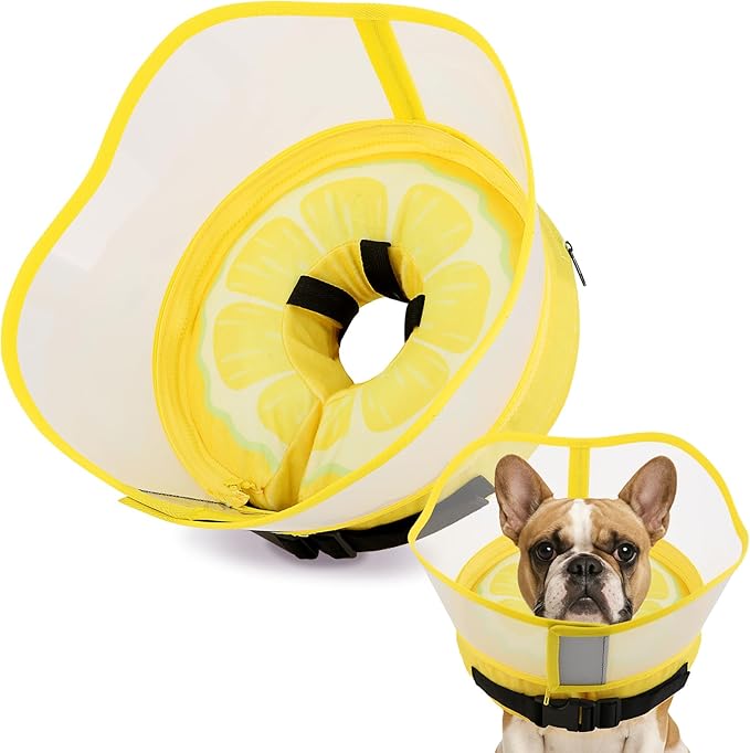 Soft Dog Cone Collar, Inflatable Donut Cones Alternative After Surgery with Anti-Lick Shield, for Large/Medium/Small Dogs to Stop Licking, Elizabethan Neck Ecollars of Shame, Comfy Pillow E Recovery