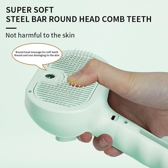 3-in-1 Steam Brush for Cats - Self Cleaning Cat Brush with Anti-Static & Shedding Control, Rechargeable Pet Grooming Tool for Long/Short Hair Cats & Dogs(White)