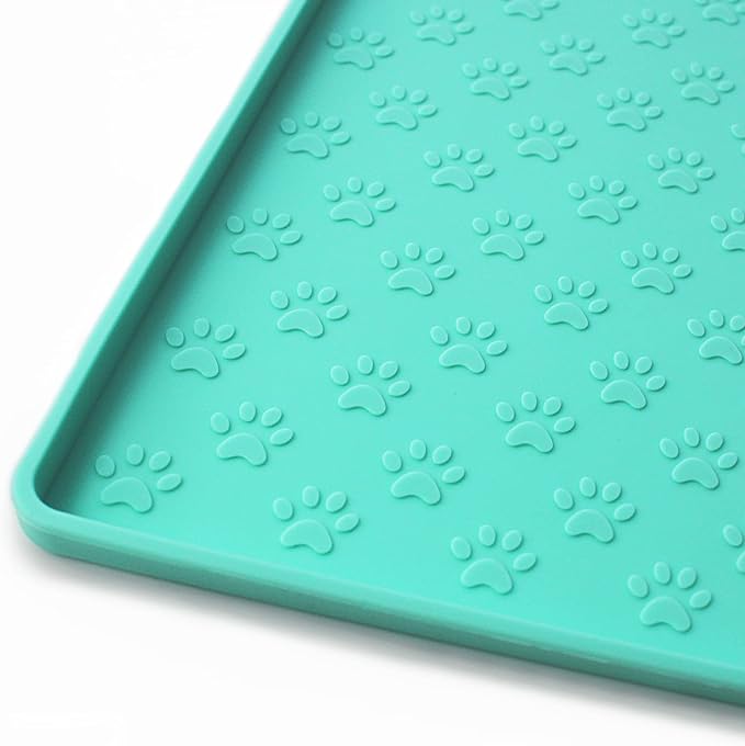 Ptlom Pet Placemat for Dog and Cat, Mat for Prevent Food and Water Overflow, Suitable for Small, Medium and Big Pet 18" 12", Light Green