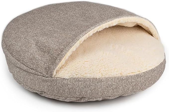 Snoozer Luxury Cozy Cave Dog Bed - Indoor Dog Bed with Cover Cave, Covered Calming Burrow for Small & Medium Sized Pets with Blanket Attached, Enclosed, Washable - Large, Merlin Linen