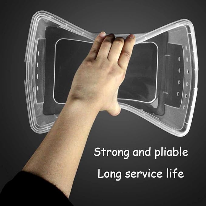 kathson Reptile Feeding Box Portable Small Snake Terrarium Habitat Mini Pet Breeding Cage Hatching Container Transparent Lizard Houses for Tarantula Spider Scorpion Gecko Frog 2PCS (Black)