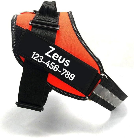 PawPawify Custom No Pull Dog Harness with Name and Phone Number, Heavy Duty Personalized Pet Vest to Prevent Tugging, Pulling, or Choking, Training and Walking (Orange, XXL (85-140 LBS))