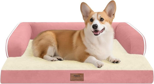 Dog Bed Medium Size Dog-Orthopedic Waterproof Bed for Dogs,Foam Couch Sofa with Washable Removable Cover & Non-Slip Bottom-Pink