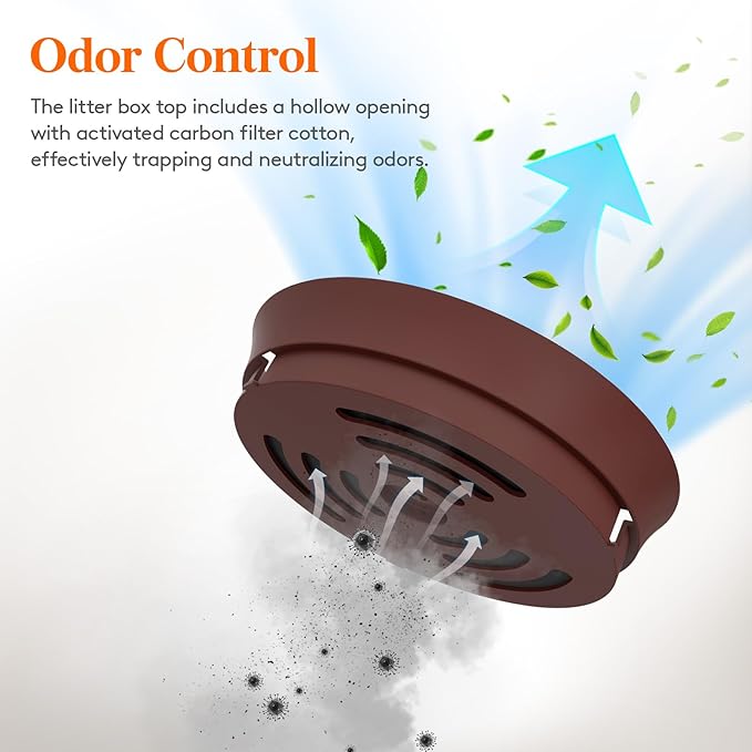 Lifewit Litter Box with Faux Plant & Scoop for Large Cat, Hidden Corner Enclosure Litter Tray with Odor Control & Carbon Filter in Living Room/Bedroom/Bathroom, Brown