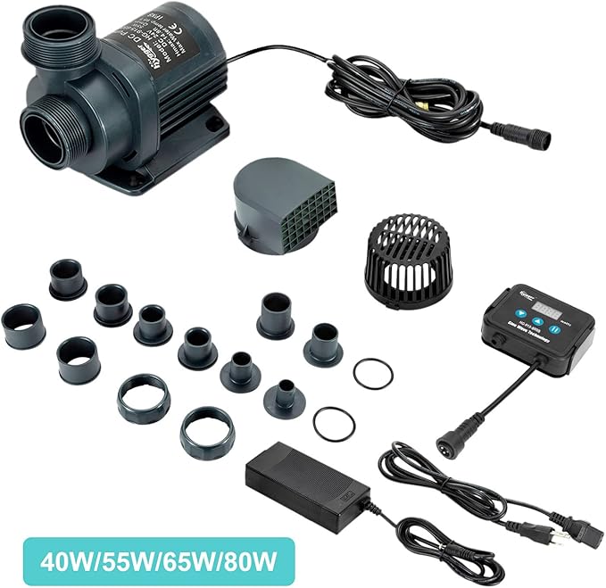 Hygger 2120GPH Quiet Submersible and External 24V Water Pump, with Controller (30%-100% Settings), Powerful Return Pump for Fish Tanks, Aquariums, Ponds, Fountains, Sump, Hydroponics (65W, 18ft)