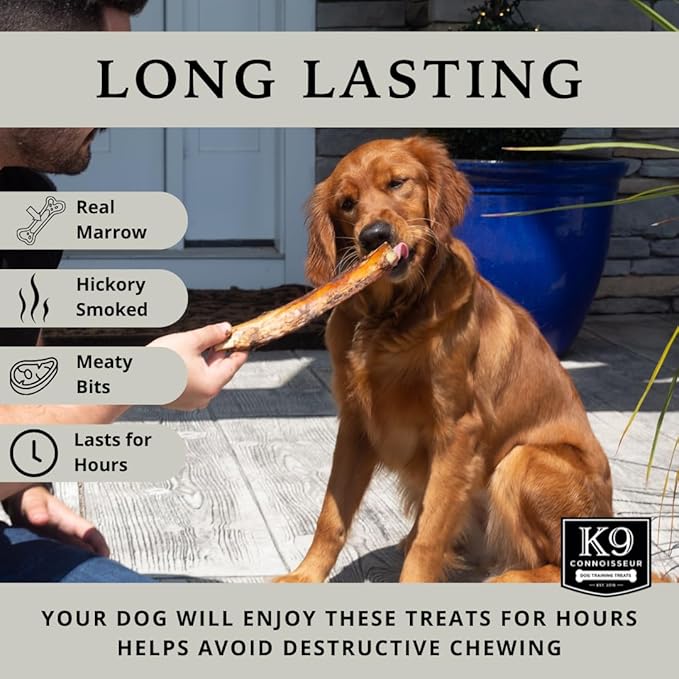 K9 Connoisseur Beef Marrow Rib Dog Bones Long Lasting 8 to 10 Inch Long - USA Made Single Ingredient for Medium Dogs Upto 50 Pounds - 8 Pack
