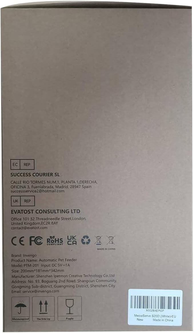 Cat Feeder Automatic - Cat Food Dispenser MeowServe S20, Auto Dog Feeder with Stainless Steel Bowl, 5L Pet Feeder with Patented Anti-Jam Port, App, Dual Lock Lid, Dual-Band WiFi & Power Supply