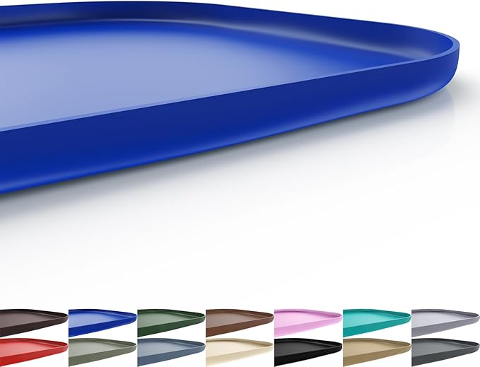 Silicone Pet Feeding Mat with Raised Edge for Food and Water, Dog Bowl Mats, Cat Bowls Placemat with High Lip for Floor Waterproof, Rubber Tray for Cats and Dogs 24 x 16 x0.8 Navy Blue