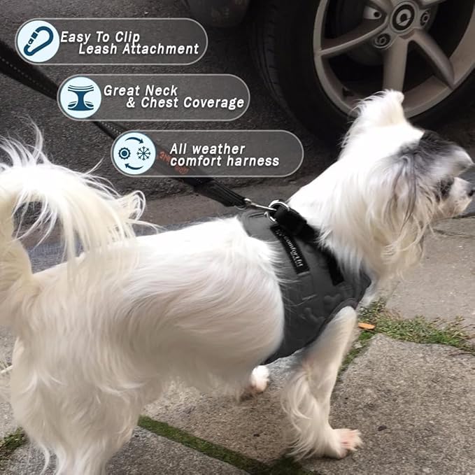 Comfort fit All Weather Step-in Reflective Dog Harness - Adjustable Small Dog Harness Medium Sized Dogs - Soft Padded Easy Walk Dog Vest Harnesses