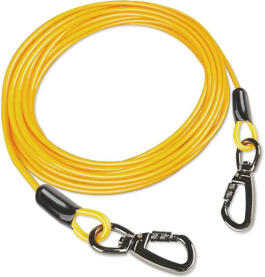 Dog tie Out Cable, 10/20/25/30/50/70/100 feet, Suitable for Dogs up to 350 pounds, Dog Cable with Swivel Buckle, Lightweight, Non-Winding, for Outdoor Camping, Chain for Yard (Yellow, 10FT)