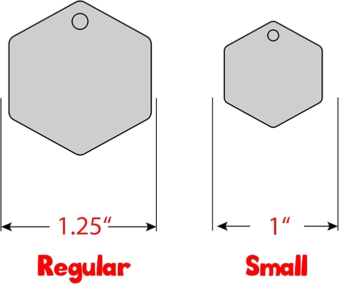 Personalized Dog Tag with 5 Lines of Custom Deep Engraved Durable Stainless Steel Pet ID Name Tag Designer Small Size Hexagon