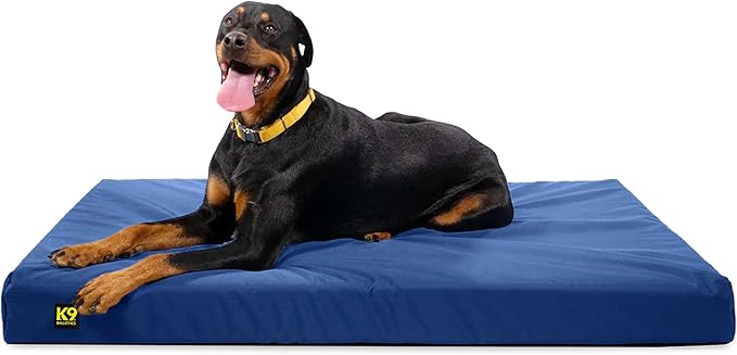 K9 Ballistics Tough Ripstop Orthopedic Rectangle Dog Bed Removable Washable Cover, Solid Orthopedic Foam for Size XL X-Large Dogs 54"x38", Blue Quartz