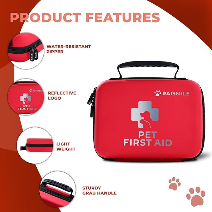 Dog First Aid Kit, Pet First Aid Supplies for Treat Dogs & Cats in an Emergency, Ideal for Use at Home, Outdoors, Traveling