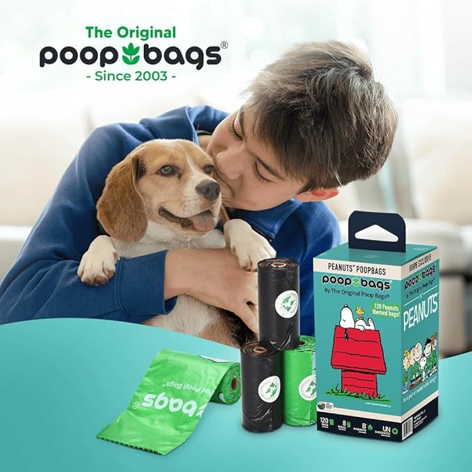 The Original Poop Bags® Peanuts Dog Waste Bags – 38% Plant Based, Leak-Proof & Durable, Large Dog Poop Bags for Dispensers, Unscented (960 Count)
