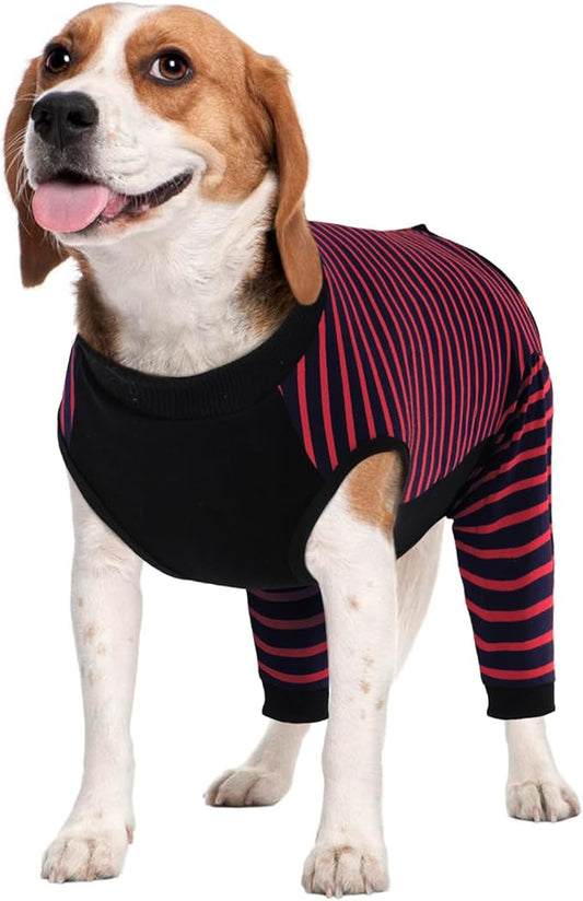 Kuoser Dog Recovery Suit for Back Legs,Soft Dog Surgery Suit with Sleeves to Stop Licking,Dogs Recovery Sleeve Elbow Protector Pet Surgical Onesie for Abdominal Wounds Dogs Cone Alternative,Red M