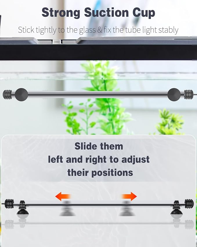 Pawfly 5.5 W Aquarium LED Light 19 Inch Underwater Fish Tank Light with Timer Auto On/Off Fish Tank Background Light with 8 Lighting Modes Submersible Multi-Colored Tube Light for Decoration