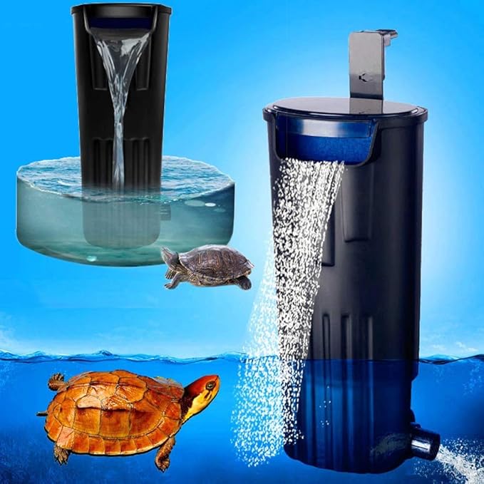 LONDAFISH Ultra-Low Water Level Turtle Filter - 600L/H Submersible Aquarium Filter w/Waterfall Oxygenation, Quiet Operation for 10-40 Gallon Tanks