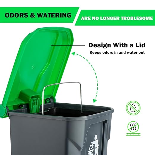 MXF Pooper Scooper Set - 28" Dog Pooper Scooper & Long Handle Stainless Metal Tray&Rake, 15 Litre Step Dog Poop Trash Can w/Removable Inner Bucket, 20 Waste Bags for Outdoors