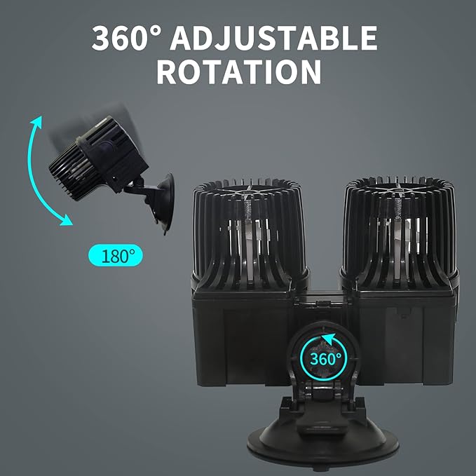 UPETTOOLS 6340 GPH Submersible Aquarium Circulation Pump - Adjustable 360° Wave Maker Powerhead for Fish Tanks - High Power Water Pump for Optimal Water Flow 24W（120-200Gallon）