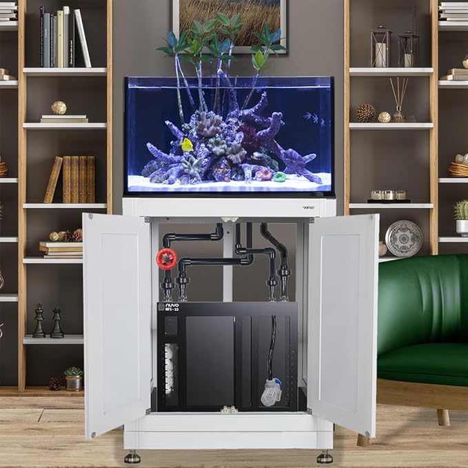 Innovative Marine INT (Internal Overflow) Complete Reef System - Aquarium, Stand, Sump, Return Pump, and Plumbing Assembly (50 Gallon with White APS Stand with Leveling Frame)