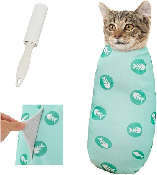 Supet Cat Wrap for Cutting Nails, 2025 Self-Adherent Cat Grooming Wrap, Anti-Escape Calming Cat Swaddle Wrap for Medicine, Nail Clipping, Teeth Brushing, Ear Cleaning
