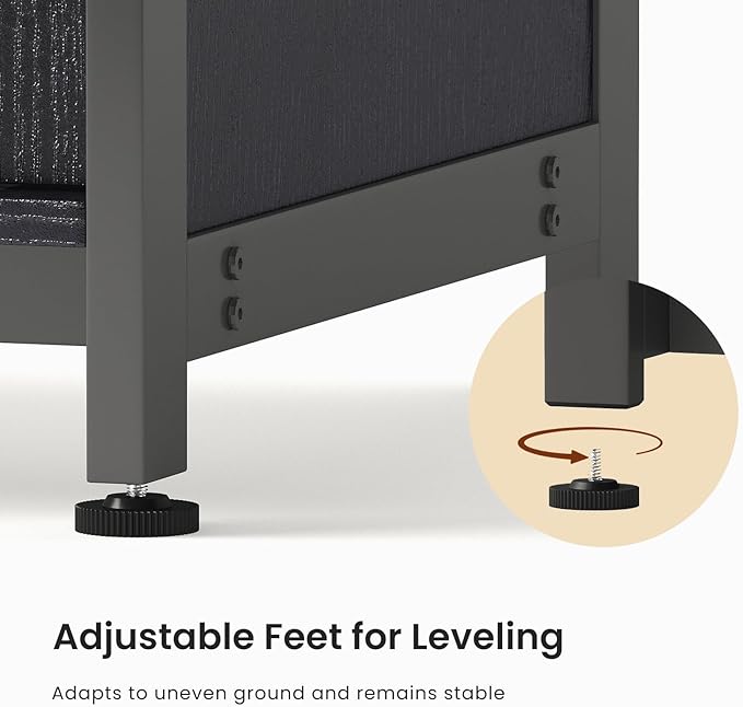 55-75 Gallon Aquarium Stand Heavy Duty Steel Frame, Fish Tank Cabinet with Accessories Storage for Reptile Terrarium & Turtle Tank - 1000lbs Capacity (Black)