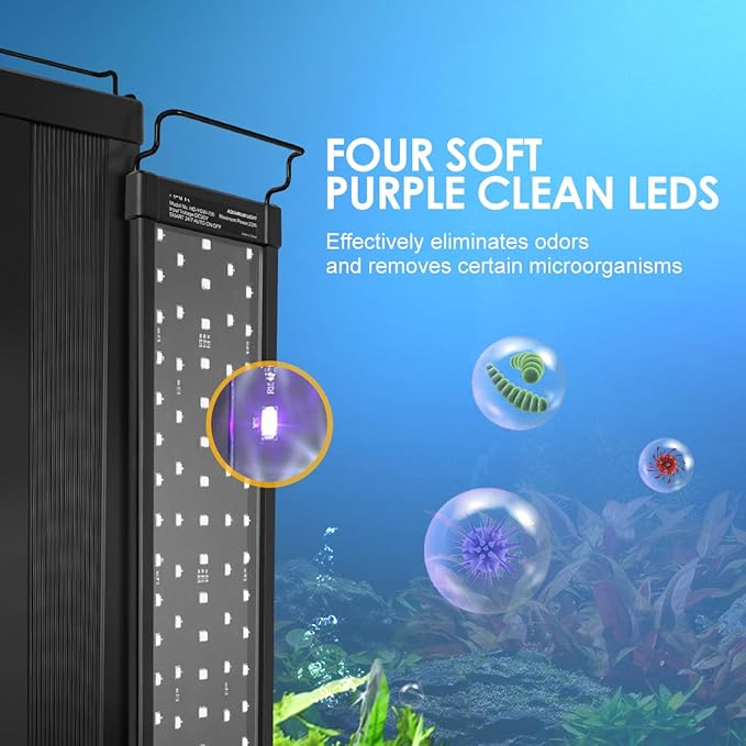 Aquarium Light,36W 24/7 Natural Mode,9 Light Modes(Water Grass Mode & 7 Colors & Cycle),Adjustable Timer and 7 Color Brightness - with Expandable Mounting Bracket for 36~42IN Fish Tank