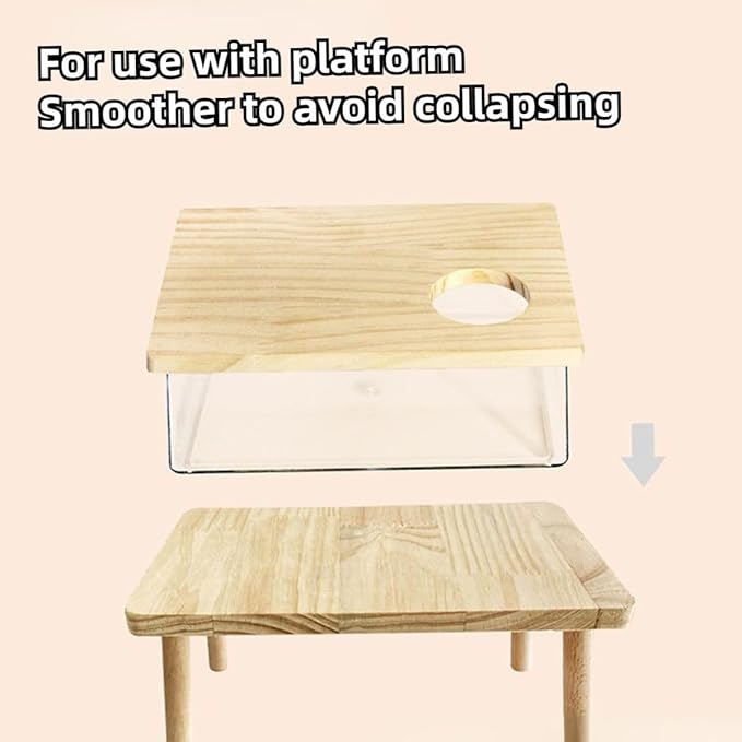 Hamster Sand Bath Box Container, Small Pet Sandbox Lid Design Wooden Sandbox Dust Bath, Transparent Bathroom & Digging Box Acrylic Syrian Hamster Litter Box Small Animal Accessories (D Large)