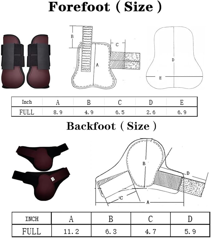 Horse Tendon Boots Set of 4 Open Front & Fetlock Boot for Horses Professional Sport Protection Impact-Absorbing Equine Leg Support for Jumping, Riding, Training (Wine Red, Full)