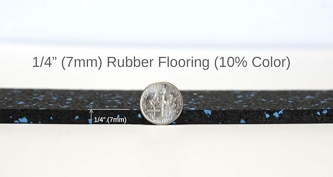 American Floor Mats 1/4in (7mm) Thick 10% Mocha 4' x 11' Heavy Duty Rubber Rolls, Protective Exercise Mats, Home Gym Rubber Flooring