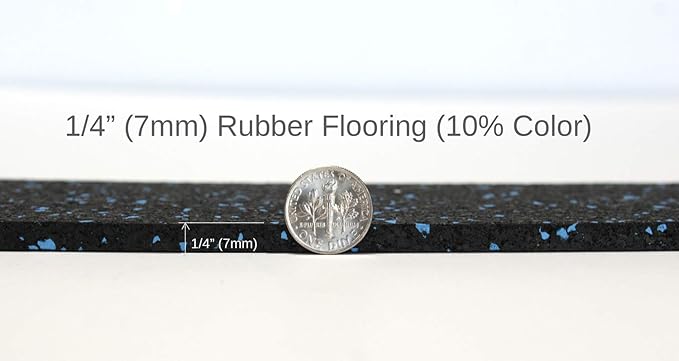 American Floor Mats 1/4in (7mm) Thick 10% Green 4' x 12' Heavy Duty Rubber Rolls, Protective Exercise Mats, Home Gym Rubber Flooring