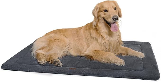 Made4Pets Dog Crate Pad Bed for Large Dogs, Washable & Reversible, Anti-Slip Kennel Mat for Cozy Sleeping, Soft Fluffy Dog Bed for Indoor & Outdoor Use, 41"x29", Dark Gray