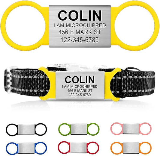 Personalized Dog & Cat ID Tags - Silent Slide On with Engraved Name - Custom for Small, Medium & Large Pets