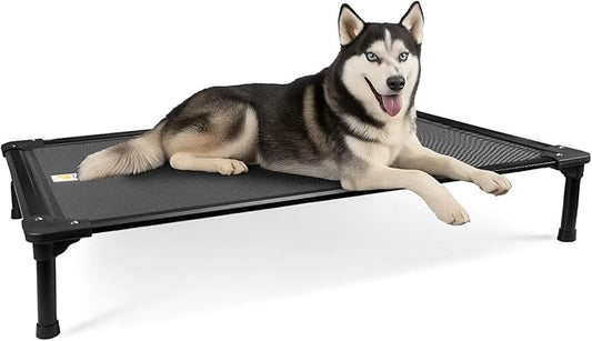 Sytopia 47'' Outdoor Elevated Dog Bed for Extra Large Dogs, Chew-Proof Pet Camping Raised Cot with Breathable Mesh - Durable Frame, Cooling Hammock Bed, Non-Slip Feet, Waterproof, Easy Clean