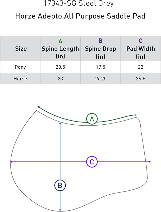 HORZE Adepto Padded All Purpose Quilted Equestrian Saddle Pad for Horses with Two-Tone Trim