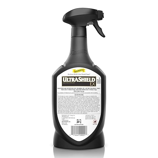 Absorbine UltraShield EX 32oz Sprayer Insecticide, Kills & Repels Flies, Mosquitoes, Ticks, Fleas, Lice, Use on Horses, Dogs, Premises