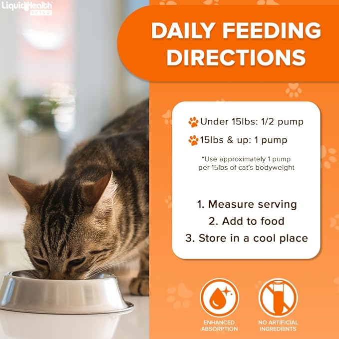 Liquid Health Pets Wild Caught Omega 3 Fish Oil for Cats - Liquid Omega 3 Supplement for Cats with EPA+DPA+DHA - Reduce Itching, Support Joint, Immunity, Brain, Heart Health - Made in the USA (2 Pack)