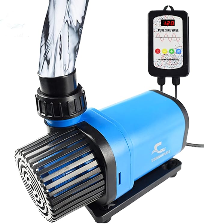 CONQUERALL 2110GPH 40W 16.5ft DC Return Pump with Controller CHS-8000 24V Circulation 3 Year Warranty for Ponds Gardens Fountains Sump Marine Aquaculture Aquariums